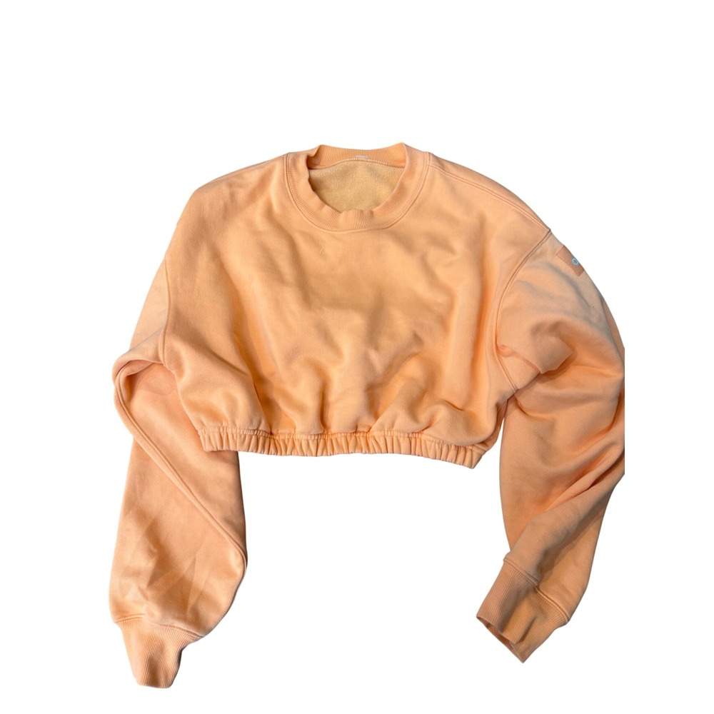 Alo Yoga Cropped Sweatshirt Orange Long Sleeve Crew Neck Pullover XS